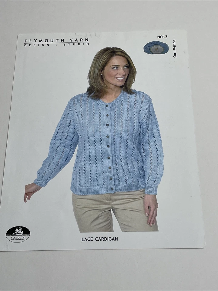 Plymouth Yarn Design Lace Cardigan Knitting Pattern N013 - Image 1 of 4