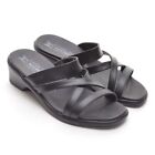 Womens Mephisto Strappy Heeled Sandals 37 / 7 Black Leather Comfort Slides Shoes