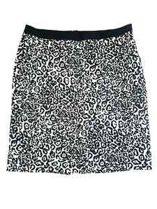 Ann Taylor Loft Mini Skirt Size 6 Petite Leopard Print Black Zipper Animal Print - Picture 1 of 4