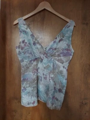 Ellen Tracy Linda Alard 100% 真丝衬衫 6 码 — 第 1/4 张图片