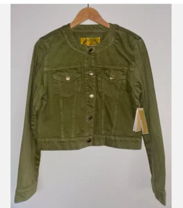 Chaqueta de mezclilla Michael Kors oliva ahumada nueva con etiquetas talla M - Imagen 1 de 5
