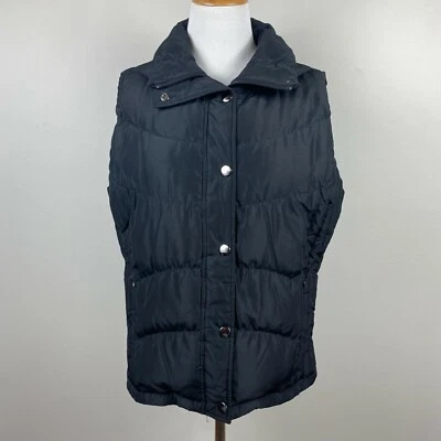 Chaleco de plumas Kenneth Cole Reaction para mujer L negro cremallera completa botón a presión G-III Foto 1 de 4