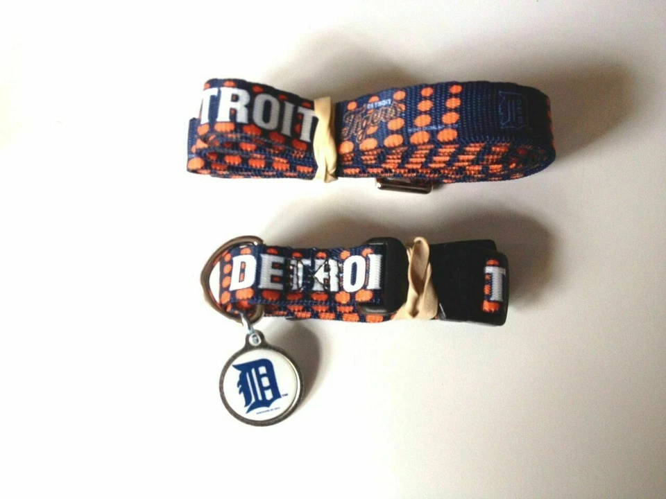 DETROIT TIGERS CONJUNTO DE COLEIRA PARA CACHORRO GATO ANIMAL DE ESTIMAÇÃO COLEIRA ETIQUETA DE IDENTIFICAÇÃO XS EXTRA PEQUENO GRANDE - Imagem 1 de 1
