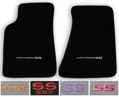 2pc Carpet Floor Mat Set for 1982-2002 Chevrolet Camaro SS - Choose Color & Logo - Image 1 of 4
