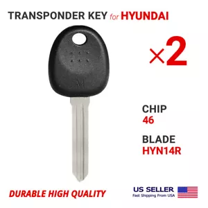 2X Transponder Key For Hyundai Kia HYN14R Chip Philips 46 HYN14RT14 - Picture 1 of 2