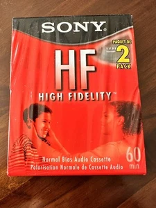 Sony High Fidelity HF 60 Minute Audio Recording Blank Cassette Tapes 2 Pack NIP - Picture 1 of 3