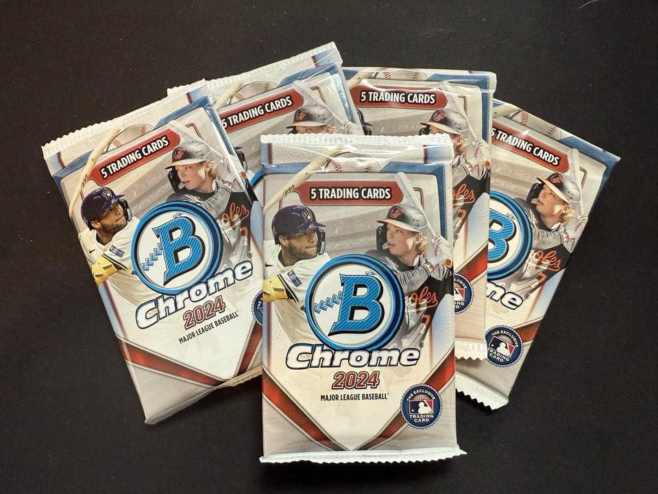 2024 Bowman Chrome Mega Box Base Chrome Packs SEALED (5 packs)