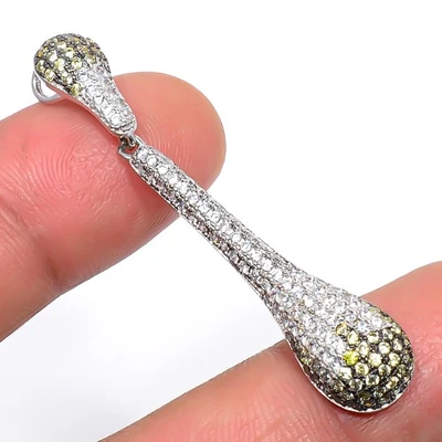 Colgante de cuarzo ahumado y topacio blanco de plata de ley 925 de 2,00" T17 Foto 1 de 4