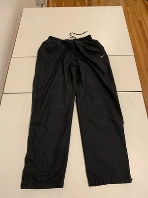 Calça de atletismo vintage Nike grande preta forrada de malha atlética solta folgada retrô esporte - Imagem 1 de 4
