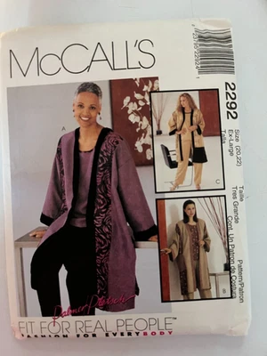Women's Sewing Pattern-McCall's #2292 JACKET, PANTS, SHIRT-SIZE 20,22 XL UNCUT - Image 1 of 2