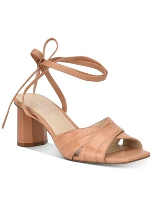 Sandalias de cuero MARC FISHER para mujer marrón Aliva tacón cuadrado esculpido 7,5 M Foto 1 de 4