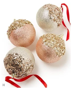 Holiday Lane Sugar Plum Shatterproof Glitter Ornaments Set of 4 (cl4) - Picture 1 of 3