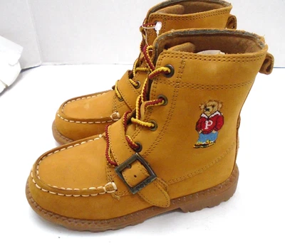 Polo Ralph Lauren Niño Pequeño Tostado Ranger Botas con Cordones Hebilla NUEVAS Talla 10 Foto 1 de 4