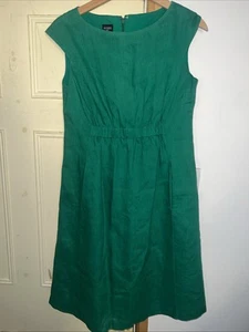 Hobbs Linen Dress Standout green shift dress 100% Flax Fully Lined Size 10 vgc - Picture 1 of 12