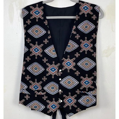Native Aztec Southwestern Pattern 5 Button Formal Vest Mens - Image 1 of 4