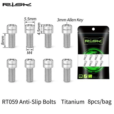 8 Piezas RISK M4x8mm Pedal Bicicleta Descenso Tornillos de Titanio Antideslizantes para XC AM DH MTB Foto 1 de 4