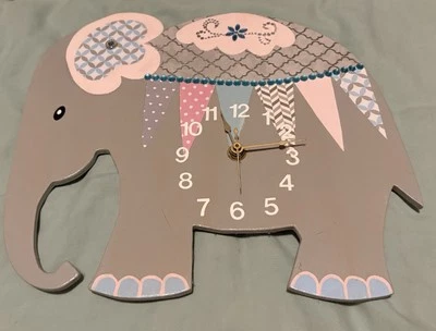 Reloj Infantil | Reloj de Pared de Madera | Reloj de Habitación Infantil Elefante Foto 1 de 2