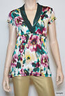 Nwt $140 BCBG MAXAZRIA Stretch Blouse Top Shirt Tunic ~Multi/Soft Focus *M
