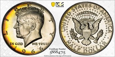 1966 SMS 50c Kennedy Half Dollar PCGS SP 67 New Holder Rim Toning - Image 1 of 3