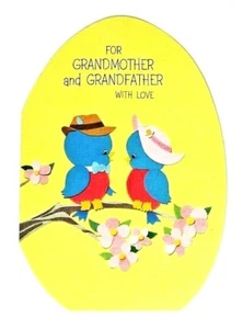 Vintage Hallmark Die Cut Easter Egg Shaped Card 2 Chicks Bird Tree Branch Flower - Picture 1 of 3