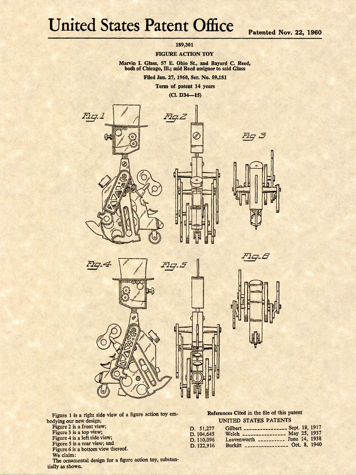 IDEAL Mr Machine Robot PATENTE Impresión Artística LISTO PARA ENMARCAR!!!!! Juguete de cuerda original Foto 1 de 1