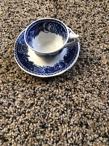 Arabien Finnland Teetasse & Untertasse blau Cottage Schloss Schiff Blumenmuster - Bild 1 von 7
