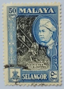 Malaya Selangor 50 cents 1957 Blue QEII - Picture 1 of 2