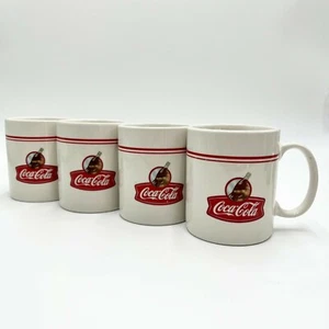COCA-COLA Gibson Vintage White and Red Striped Logo Coffee Mugs (Lot of 4) - Picture 1 of 10