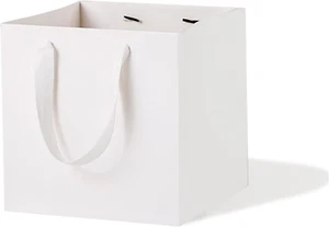 Bolsa de regalo de papel blanco 4 X 4 caja de regalo pequeñas bolsas de papel de fondo cuadrado con asas - Imagen 1 de 12
