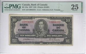 1937 $10 Bank of Canada Osborne Towers BC-24a PMG VF 25! - Bild 1 von 2