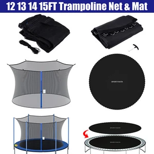 For 12 13 14 15FT Trampoline Replacement Mat & Safety Net 4/6/8 Poles Enclosure - Picture 1 of 20