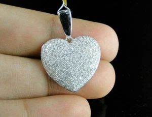 Valentine Gift Cubic Zirconia Women Heart Pendant Necklace White Gold Plated - Picture 1 of 7