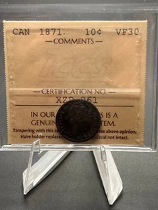 1871 Canada 10 cent   ICCS Graded VF 30 - Picture 1 of 5