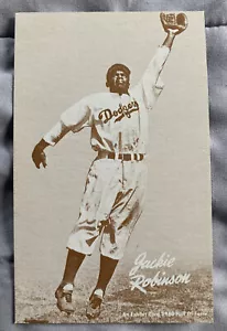 1980 Exhibit Card Hall of Fame Jackie Robinson Brooklyn Dodgers NM-MT cartolina - Foto 1 di 5