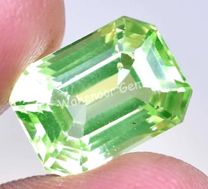 8.80 Ct Natural Green Peridot Emerald Shape VVS Pak Gemstone AGL Certified - Picture 1 of 6