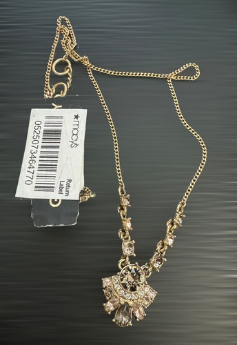 Givenchy COLLANA CRISTALLI TRASPARENTI GRIGI NUOVA CON ETICHETTE COLLANA PENDENTE GOCCIA REGOLABILE ORO T