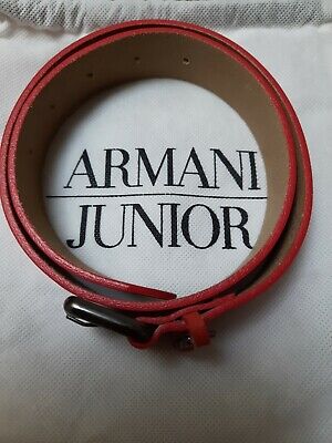  Armani Junior 100% Leather Belt Cintura Arancione 62 Cm • 10€
