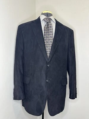 Jos A Bank Mens Faux Suede Sport Coat Blazer Suit Jacket 45R 49" Black 2 Button - Image 1 of 4