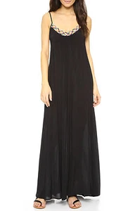 Red Carter Friendship Bracelet Gown Maxi Dress Cover Up Sz M Black (K27) - Picture 1 of 3