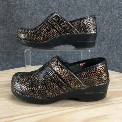 Sapatos Sanita Feminino 38 Tamancos Dinamarqueses Marrom Estampa de Animal Casual Biqueira Redonda - Imagem 1 de 4