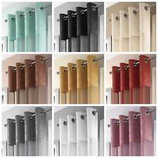 Eyelet Curtain Voile Panels Crushed Silk Ring Top Curtains