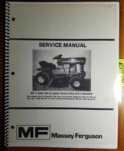 Massey Ferguson MF7 MF8 MF 7 MF 8 Lawn Tractor w/ Mower Service Manual 1448835M1 - Picture 1 of 8