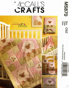 Edredón, manta, almohada, juguete, babera y enmarcado para bebés McCall's patrón de cordero M5870 sin cortar - Imagen 1 de 2