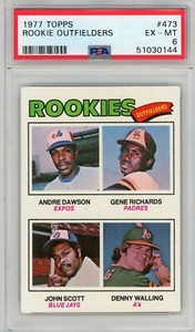 1977 Topps - Rookie Outfielders #473 Walling, Richards, Andre Dawson PSA 6