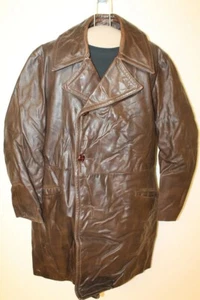 MENS KURLAND VTG HICKORY BROWN LEATHER REMOVABLE LINER CAR COAT JACKET SZ M - Picture 1 of 6