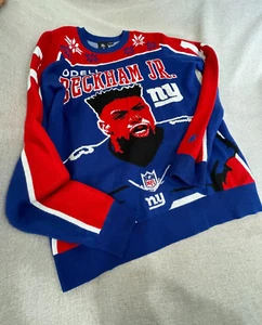 NFL Ugly Sweater Jumper Christmas Style Odell Beckham New York Giants Medium - Picture 1 of 7