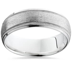 Platinum 6mm Brushed Ring Men's Wedding Band - Picture 1 of 4