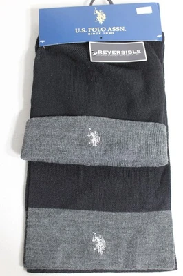 Conjunto de sombrero y bufanda Polo Ralph Lauren tejido acanalado negro gris conjunto de 2 piezas nuevo con etiquetas Foto 1 de 4