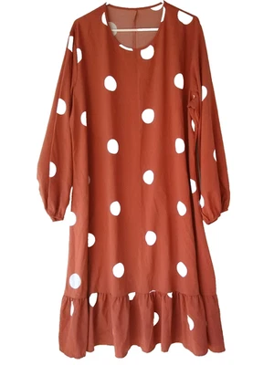 Maxi vestido para mujer Plus 3X a lunares oxidados manga 3/4 Foto 1 de 4