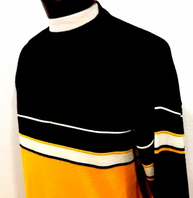 Suéter de esquí de colección MEISTER tejido para hombre XL 100 % lana negro amarillo HONG KONG ~ ¡USADO EN EXCELENTE ESTADO! * Foto 1 de 4